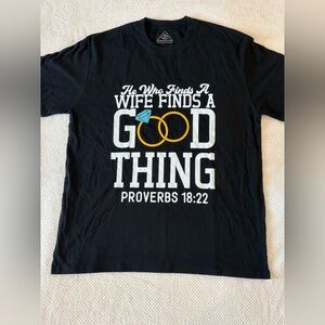 Black Graphic T-Shirt with Proverbs 18:22